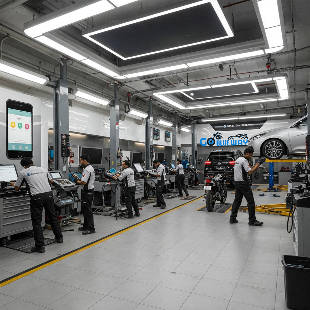 GoBlueWay is an app-based service that focuses on car and bike servicing in India, particularly with a strong presence in the Chennai region.